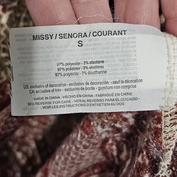 Vintage America Waffle Knit Top Style Lara Size S LS Paisley Boho Peasant - Picture 3 of 8